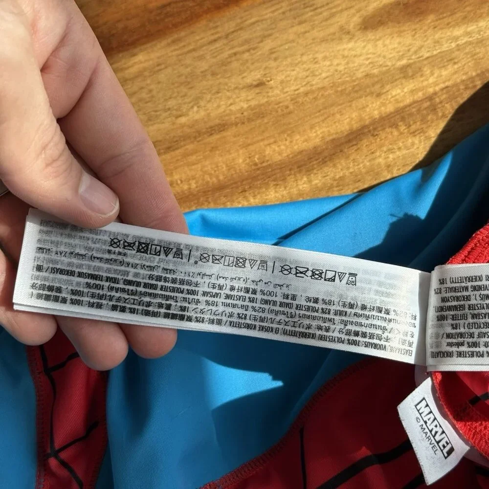 Disney Store Spider-Man Adaptive Swimsuit Rashguard‎ Sz Large *UPF 50+* Marvel
